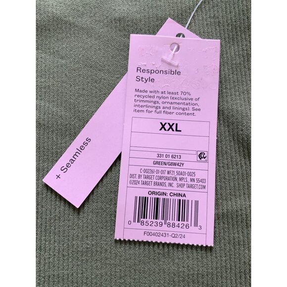 Wild Fable Junior Green Lace Trim Ribbed Crop Top With Adjustable Strap Size XXL - Picture 10 of 12